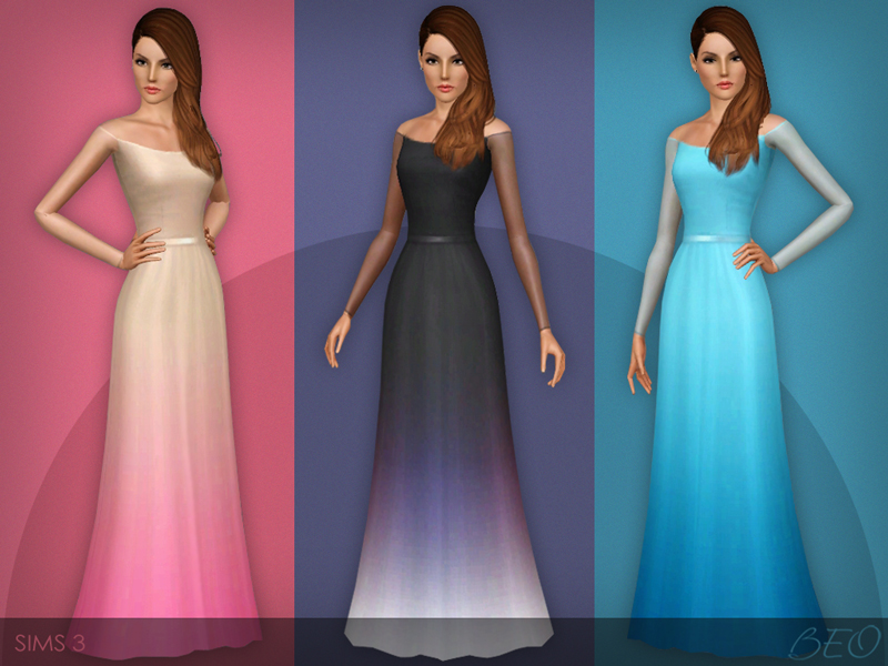 Transparent sleeves dress (031) for Sims 3 by BEO